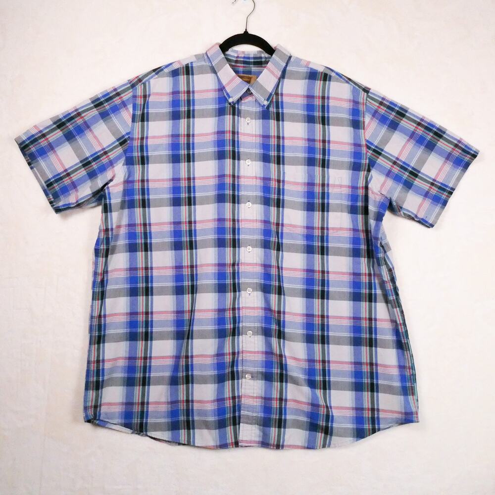 Foundry Plaid Button Down Shirt Size XXL Tall 2XLT Red Blue Green Black
